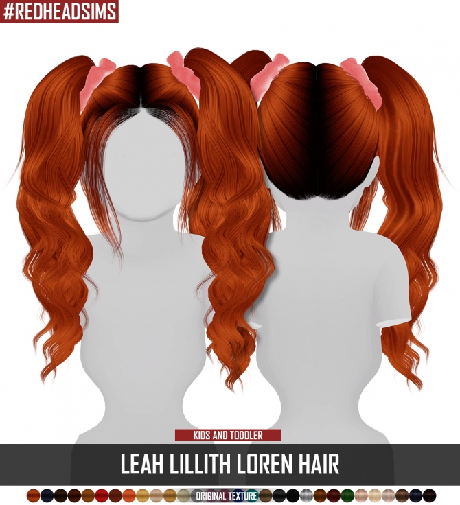 LEAH LILLITH LOREN HAIR KIDS AND TODDLER VERSION at REDHEADSIMS » Sims ...