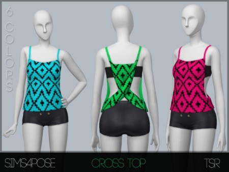 Cross Top by Sims4Pose at TSR