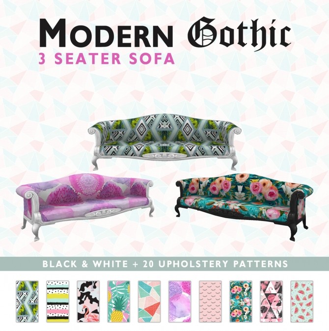 Sims 4 Modern Gothic 3 Seater Sofa at SimPlistic