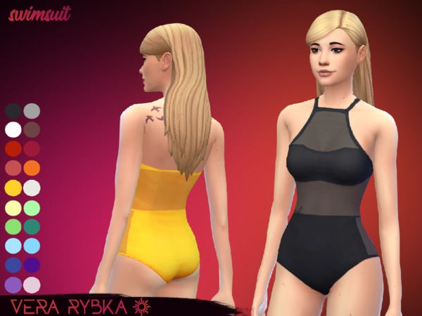 Sims 4 Swimsuit with tulle inserts by Vera Rybka at TSR