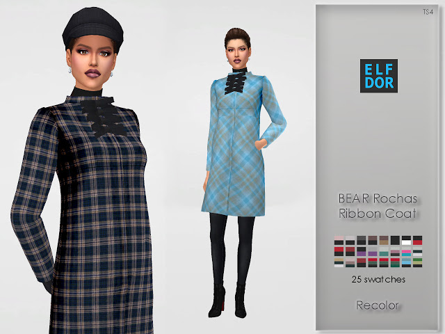 Sims 4 BEAR Rochas Ribbon Coat Recolor at Elfdor Sims