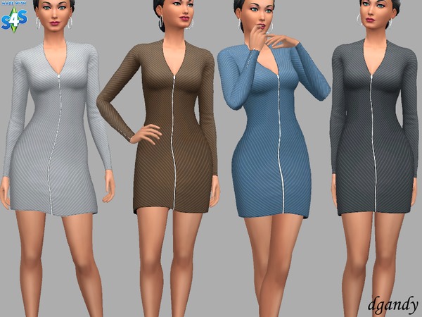 Sims 4 Tess long sleeves knit dress by dgandy at TSR