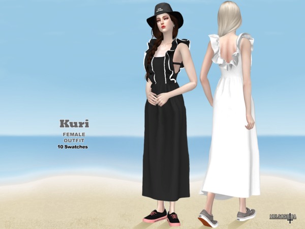 Sims 4 KURI Maxi Dress by Helsoseira at TSR