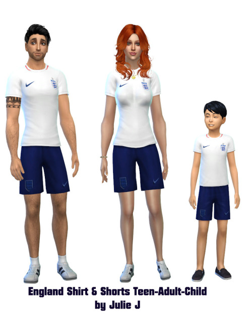 Sims 4 England Red shirt and white shorts at Julietoon – Julie J