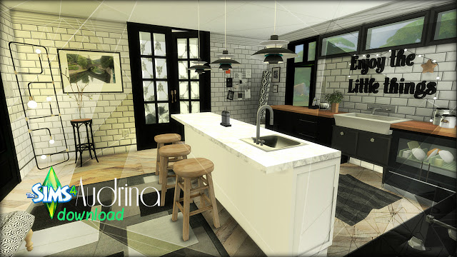 Sims 4 Audrina Black and White Kitchen at Pandasht Productions