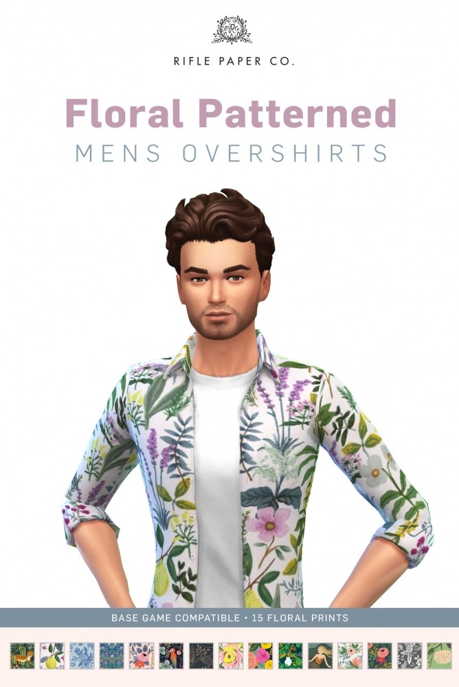 Sims 4 Rifle Paper Overshirt for Men at SimPlistic