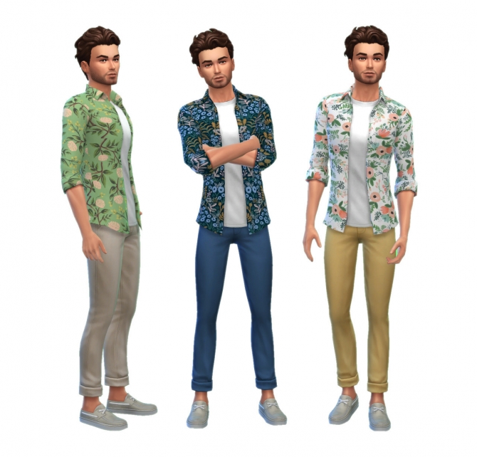 Rifle Paper Overshirt for Men at SimPlistic » Sims 4 Updates