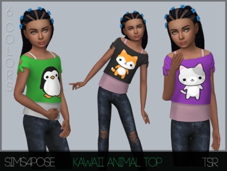 Child Kawaii Animal Top by Sims4Pose at TSR