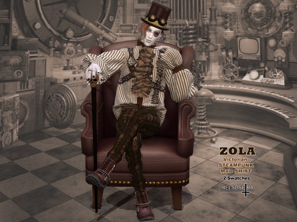 Sims 4 ZOLA Victorian Steampunk Shirt Male by Helsoseira at TSR