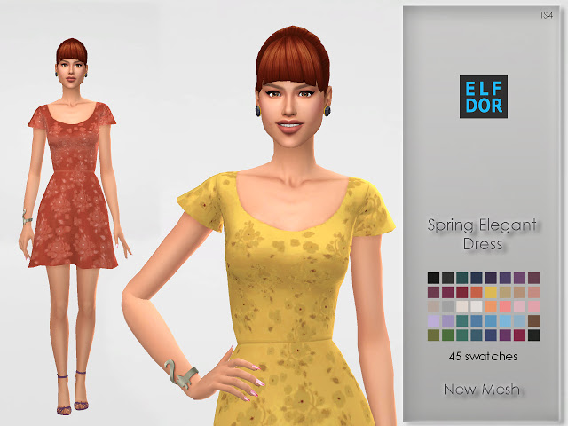Sims 4 Spring Elegant Dress at Elfdor Sims