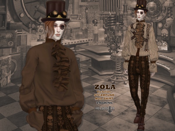 Sims 4 ZOLA Victorian Steampunk Shirt Male by Helsoseira at TSR