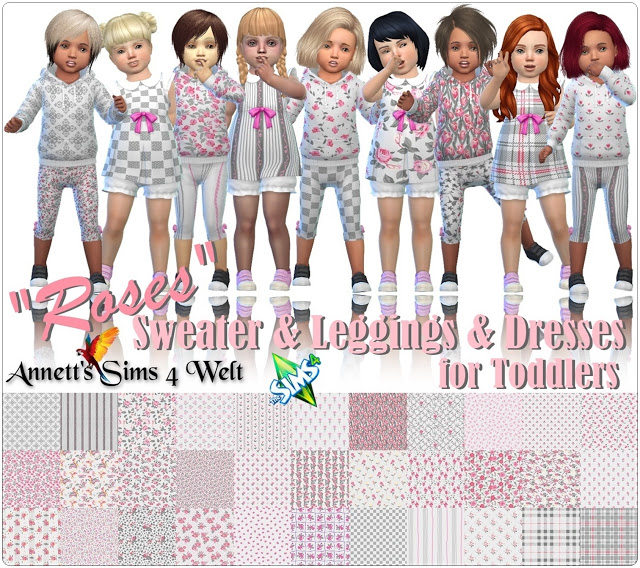 Sims 4 Toddlers Sweater & Leggings & Dresses Roses at Annett’s Sims 4 Welt