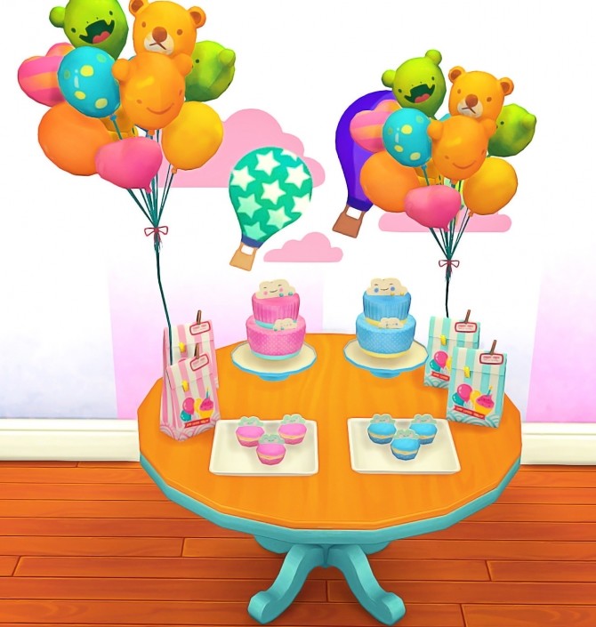 Sims 4 Baby Shower Deco Cloud Cake and Cupcakes at Josie Simblr