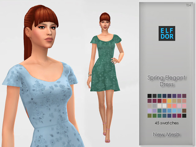 Sims 4 Spring Elegant Dress at Elfdor Sims