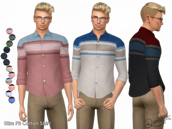 Sims 4 Slim Fit Cotton Shirt by DarkNighTt at TSR