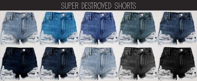 Halter top & super destroyed shorts at Elliesimple » Sims 4 Updates