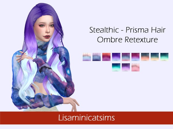 Sims 4 Stealthic Prisma Hair Ombre Retexture by Lisaminicatsims at TSR