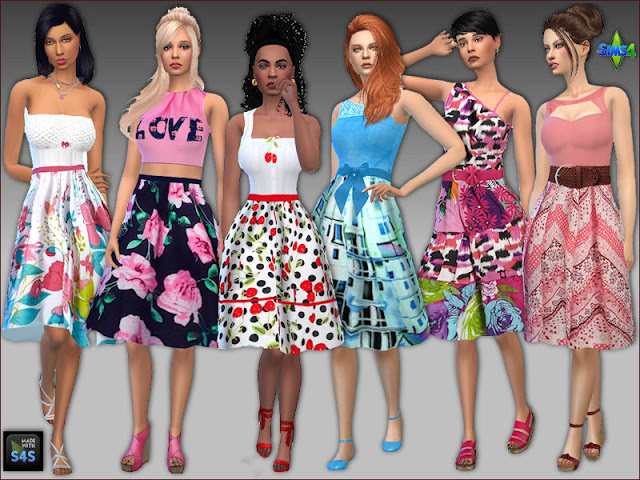 Sims 4 6 Summer dresses by Mabra at Arte Della Vita