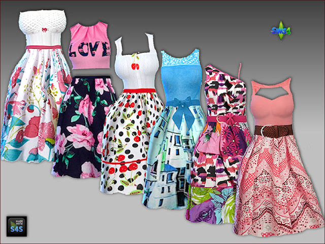 Sims 4 6 Summer dresses by Mabra at Arte Della Vita