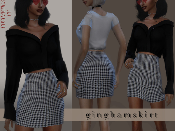 Sims 4 Gingham skirt by cosimetics at TSR