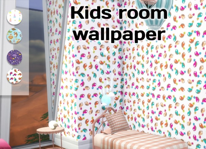 Sims 4 Kids room wallpaper Four Swatches at Simming With Mary