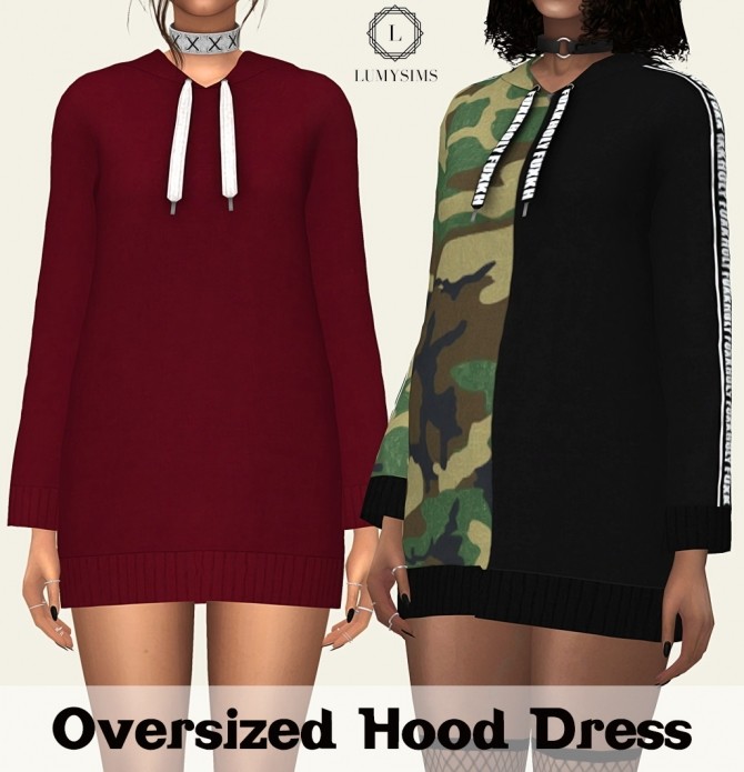 Sims 4 Oversized Hood Dress at Lumy Sims