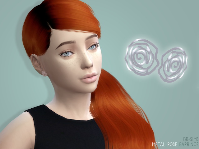 Sims 4 Metal Rose Earrings for Child and Toddler at BlueRose Sims