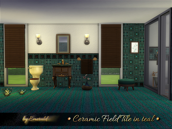 Sims 4 Ceramic Field Tile in teal by emerald at TSR