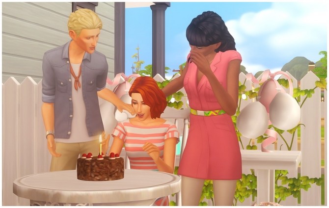 Sims 4 Small pose pack and chocolate birthday cake at Josie Simblr
