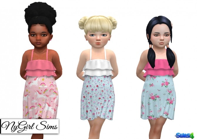 Sims 4 Ruffle Top Printed Sundress at NyGirl Sims
