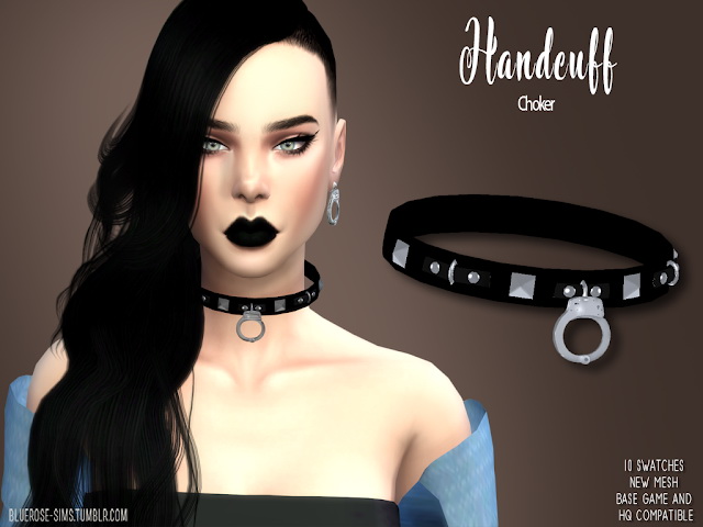 Sims 4 Handcuff choker & earrings set at BlueRose Sims