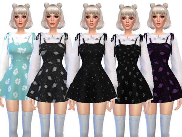 Sims 4 Kawaii Dress with Blouse by Wicked Kittie at TSR