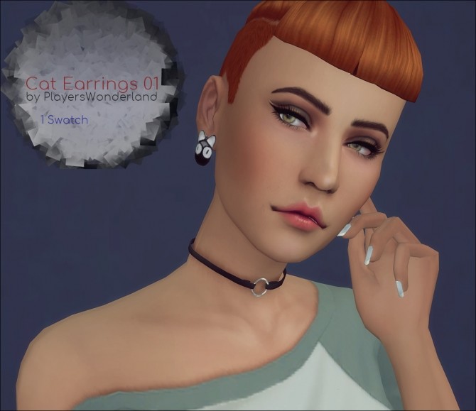 Sims 4 Cat Earrings 01 by PlayersWonderland at PW’s Creations