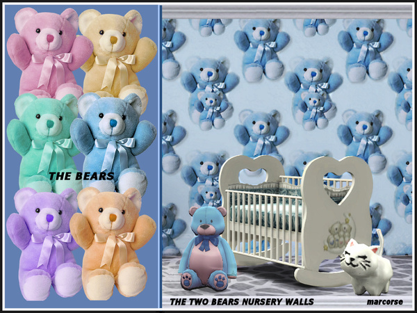Sims 4 The Two Bears Nursery Walls by marcorse at TSR