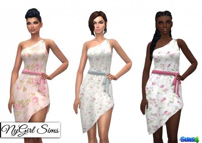Sims 4 One Shoulder Asymmetrical Wrap Dress at NyGirl Sims