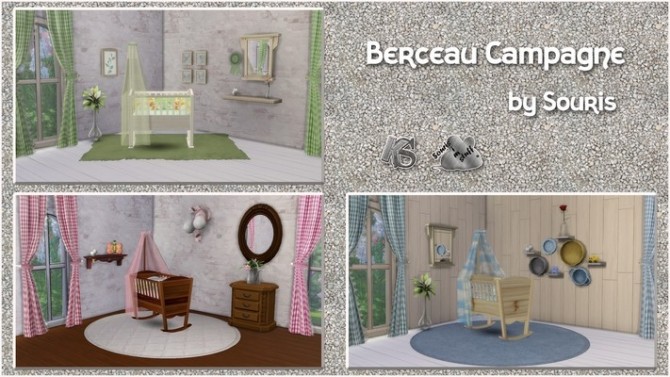 Sims 4 Pretty CAMPAGNE cribs by Souris at Khany Sims