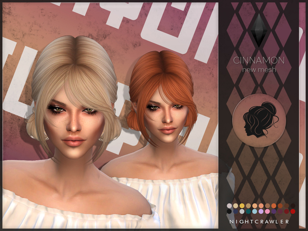 Sims 4 Cinnamon hairstyle by Nightcrawler at TSR