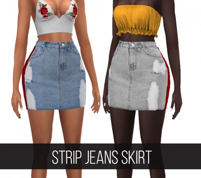 Sims 4 STRIP JEANS SKIRT at FROST SIMS 4