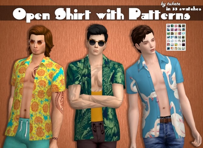 Sims 4 EP05 Open Shirt with Patterns at Tukete