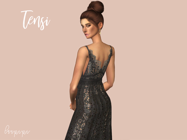 Sims 4 Tensi lace dress by laupipi at TSR