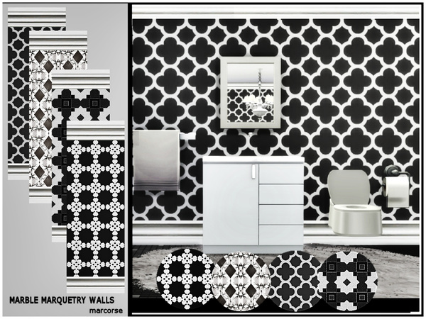 Sims 4 Marble Marquetry Walls by marcorse at TSR