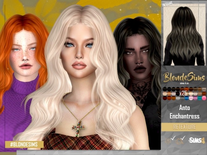 Sims 4 Anto Enchantress Hair RETEXTURE/RECOLOR at REDHEADSIMS
