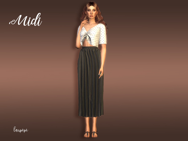 Sims 4 Midi Skirt by laupipi at TSR