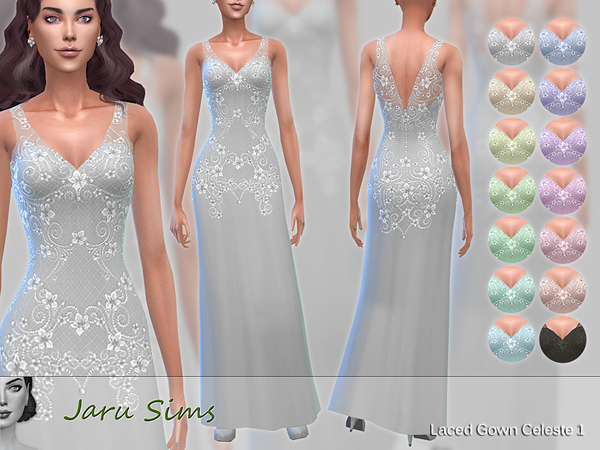 Sims 4 Laced Gown Celeste 1 by Jaru Sims at TSR