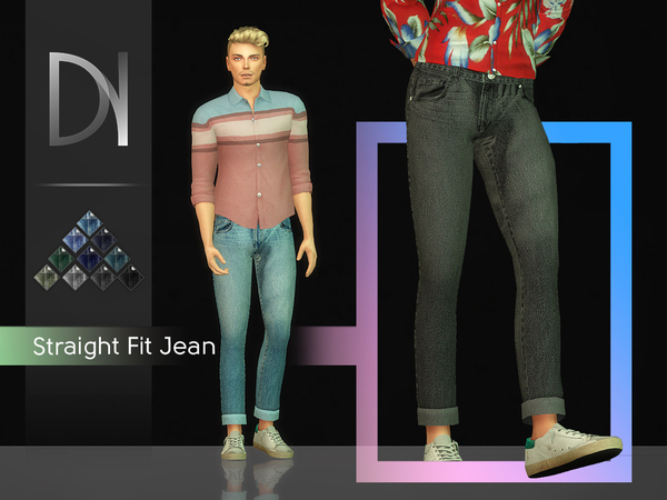 Sims 4 Straight Fit Jeans by DarkNighTt at TSR