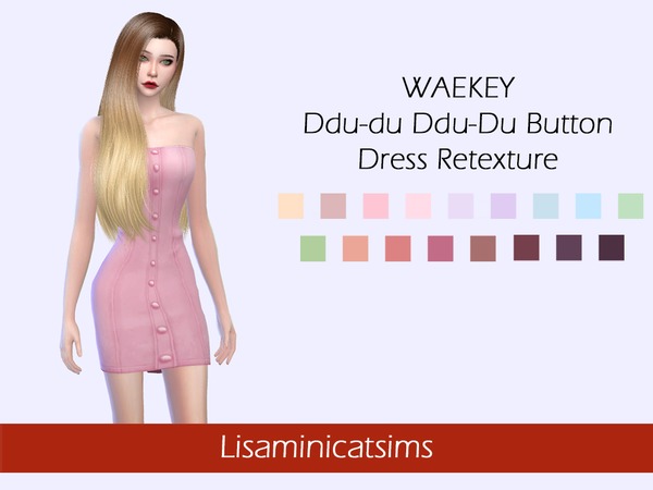 Sims 4 LMCS WAEKEY Ddu du Ddu Du Button Dress Retexture by Lisaminicatsims at TSR