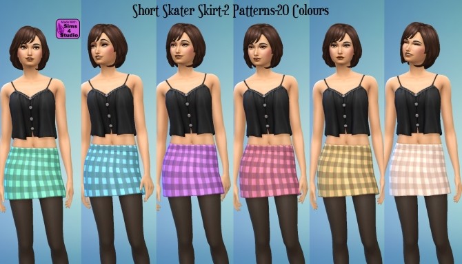Sims 4 Short Skater Skirt 2 Patterns 20 Colours by wendy35pearly at Mod The Sims