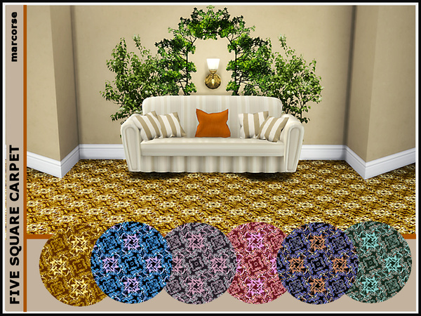 Sims 4 Five Square Carpet by marcorse at TSR