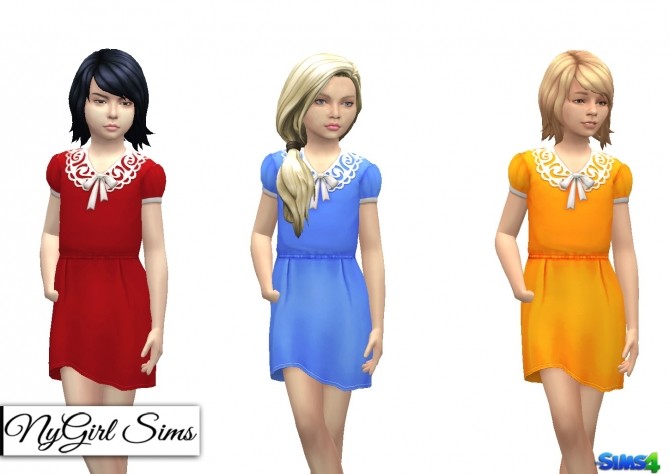 Sims 4 Collar and Bow Dress for Girls at NyGirl Sims