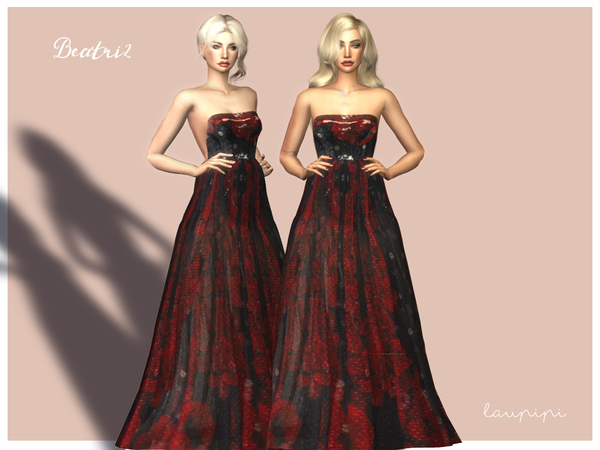 Sims 4 Beatriz gown by laupipi at TSR